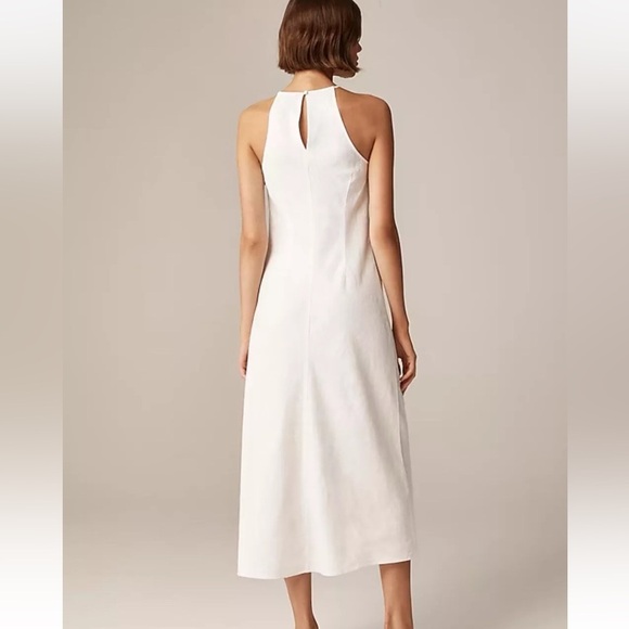NWT J.CREW Women’s White 100% Linen High-Neck Midi Dress - Picture 4 of 10